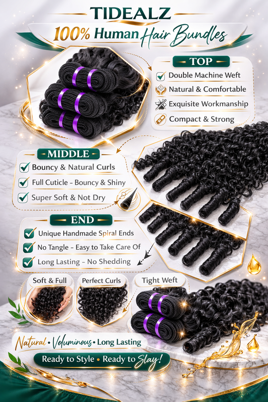 14A Burmese Curly Human Hair Bundles 14–18 Inch – Virgin Water Wave Hair Extensions (Natural Black) | TiDealz TiDealz