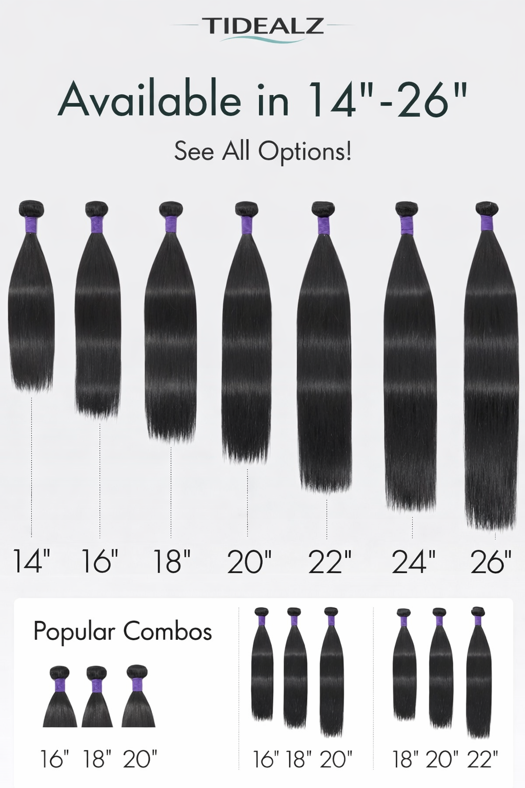 12A Straight Human Hair Bundles 12–16 Inch – Brazilian Virgin Remy Hair Extensions (Natural Black) | TiDealz TiDealz