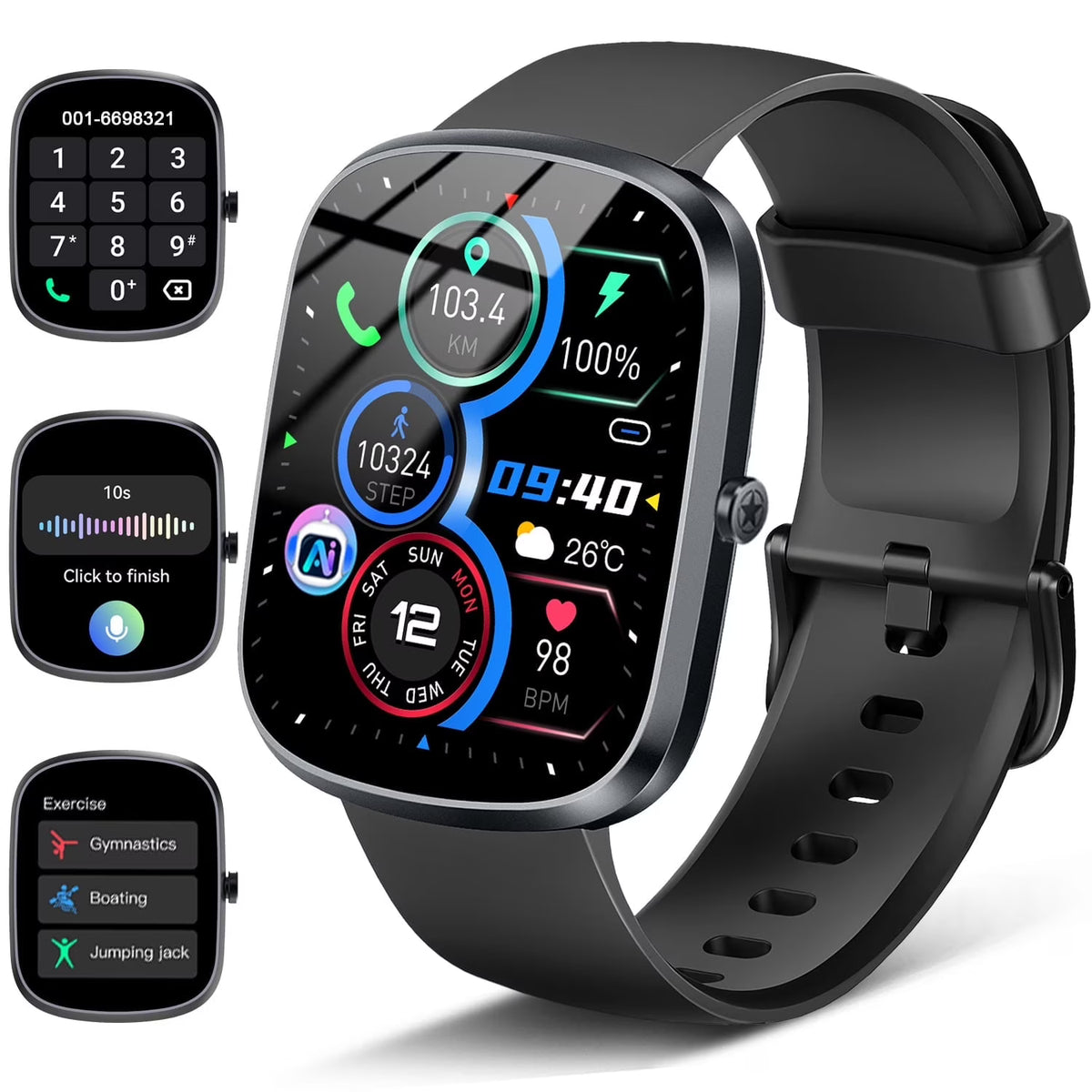 AI Smart Watch for Women & Men – 1.91 HD Touch Screen, Dual-Mode Bluetooth Call - TiDealz