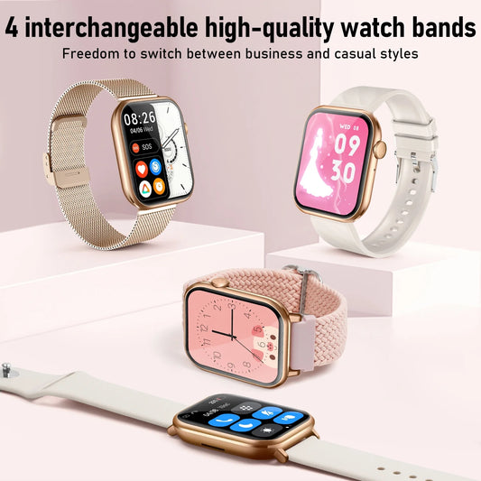 Smart Watch for Android & iPhone – 1.96" HD Display, Bluetooth Call, IP68 Waterproof (4 Bands Included) - TiDealz