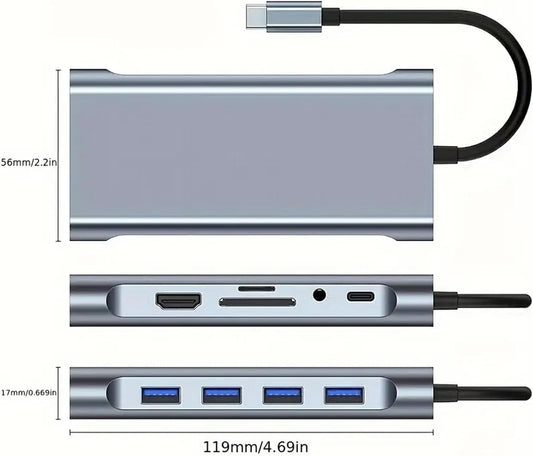 11-in-1 USB-C Hub Docking Station with HDMI, Ethernet & 4 USB