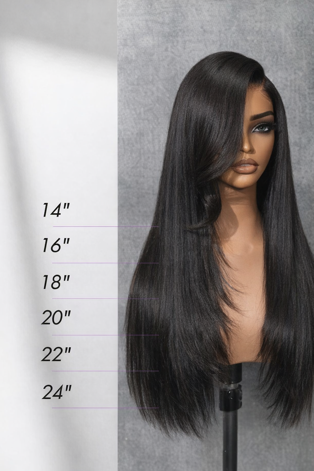 14 Inch Yaki Straight Glueless Lace Front Wig Human Hair – 7x6 HD Lace Wig 200% Density (Natural Black) | TiDealz TiDealz