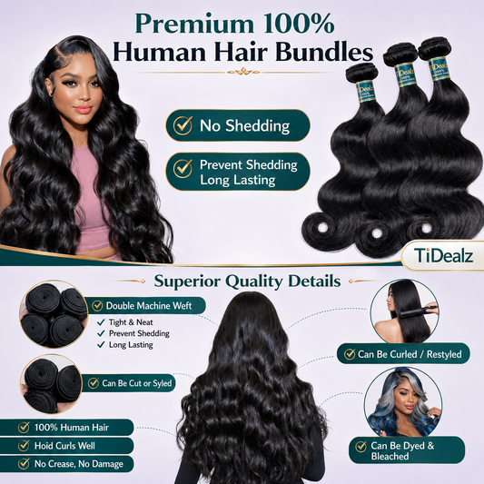 12A Body Wave Human Hair Bundles 16-22 Inch Virgin Hair Extensions | TiDealz