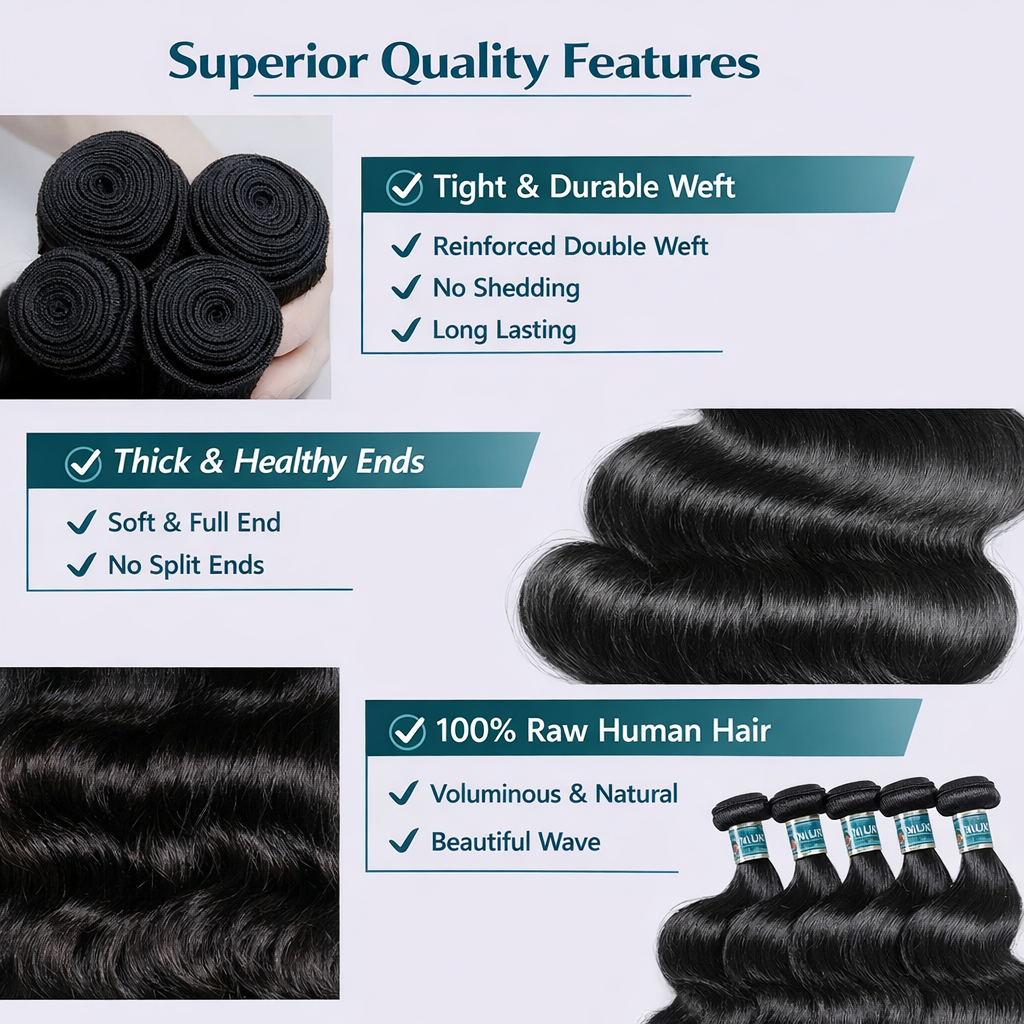 12A Body Wave Human Hair Bundles 16 18 20 22 Inch – 100% Virgin Human Hair Extensions | TiDealz TiDealz