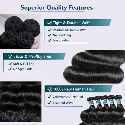 12A Body Wave Human Hair Bundles 16 18 20 22 Inch – 100% Virgin Human Hair Extensions | TiDealz TiDealz