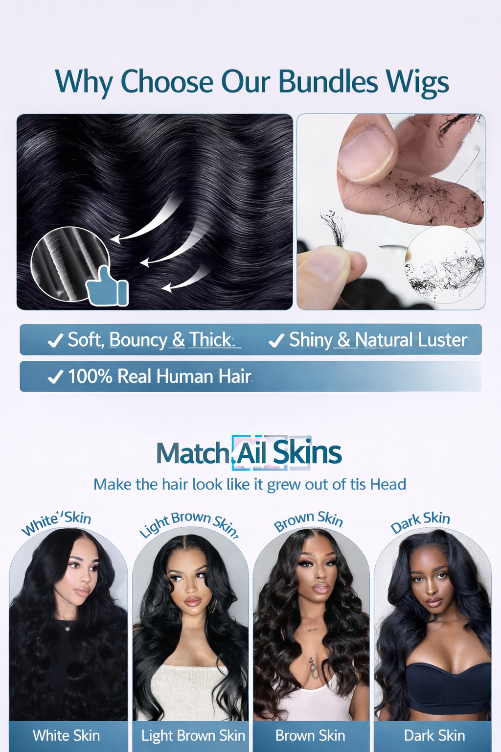 12A Body Wave Human Hair Bundles 20–26 Inch – Brazilian Virgin Human Hair Extensions (Natural Black) | TiDealz TiDealz