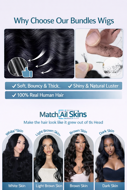 12A Body Wave Human Hair Bundles 20–26 Inch – Brazilian Virgin Human Hair Extensions (Natural Black) | TiDealz TiDealz