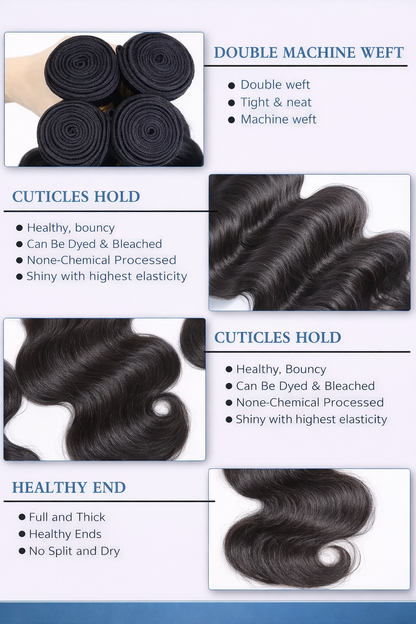 12A Body Wave Human Hair Bundles 20–26 Inch – Brazilian Virgin Human Hair Extensions (Natural Black) | TiDealz TiDealz