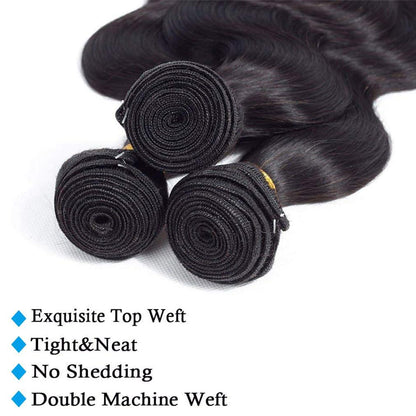 12A Body Wave Bundles – 100% Brazilian Human Hair – 26” 28” 30” (3 Pack) - TiDealz