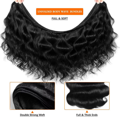 12A Body Wave Bundles – 100% Brazilian Human Hair – 26” 28” 30” (3 Pack) - TiDealz