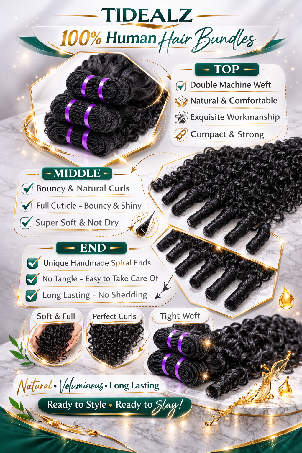 14A Burmese Curly Human Hair Bundles 14–18 Inch – Virgin Water Wave Hair Extensions (Natural Black) | TiDealz TiDealz