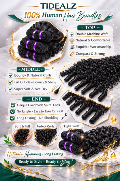 14A Burmese Curly Human Hair Bundles 14–18 Inch – Virgin Water Wave Hair Extensions (Natural Black) | TiDealz TiDealz