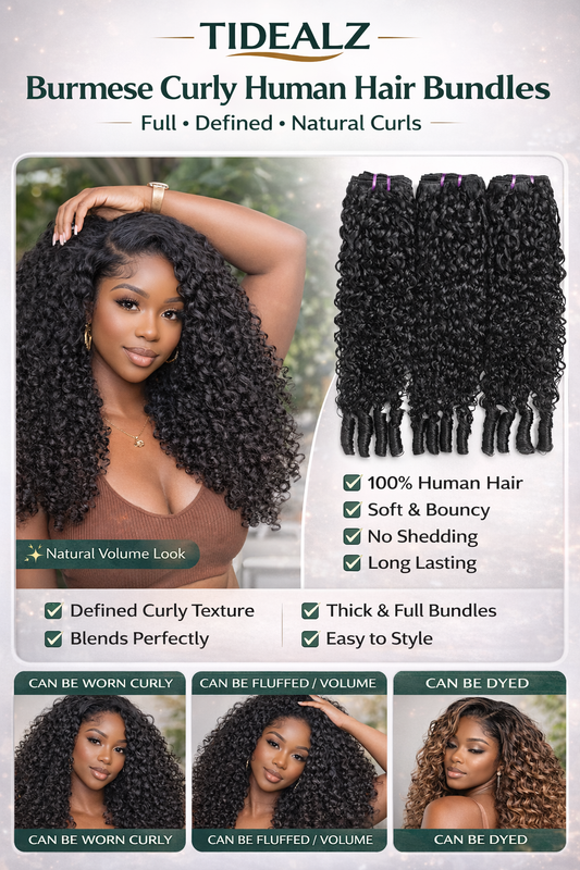 14A Burmese Curly Human Hair Bundles 14–18 Inch – Virgin Water Wave Hair Extensions (Natural Black) | TiDealz TiDealz
