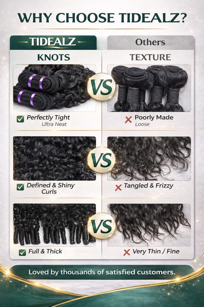 14A Burmese Curly Human Hair Bundles 14–18 Inch – Virgin Water Wave Hair Extensions (Natural Black) | TiDealz TiDealz