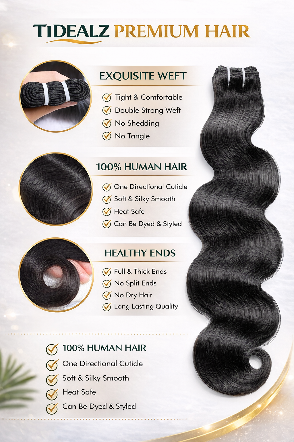 16A Raw Indian Body Wave Human Hair Bundles 20–24 Inch – Unprocessed Human Hair Extensions (Natural Black) | TiDealz TiDealz