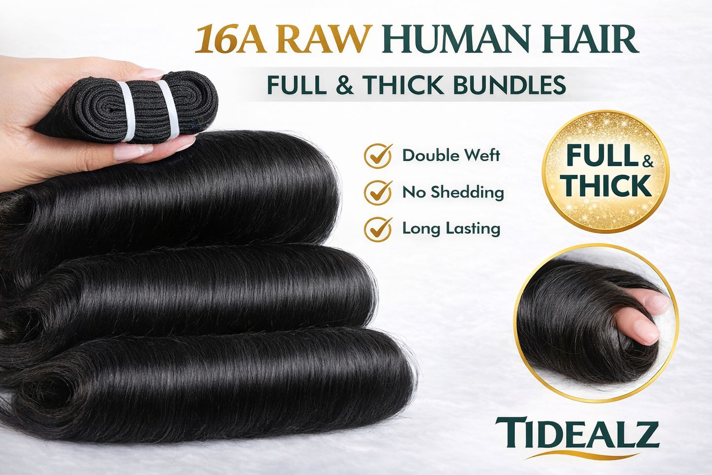 16A Raw Indian Body Wave Human Hair Bundles 20–24 Inch – Unprocessed Human Hair Extensions (Natural Black) | TiDealz TiDealz