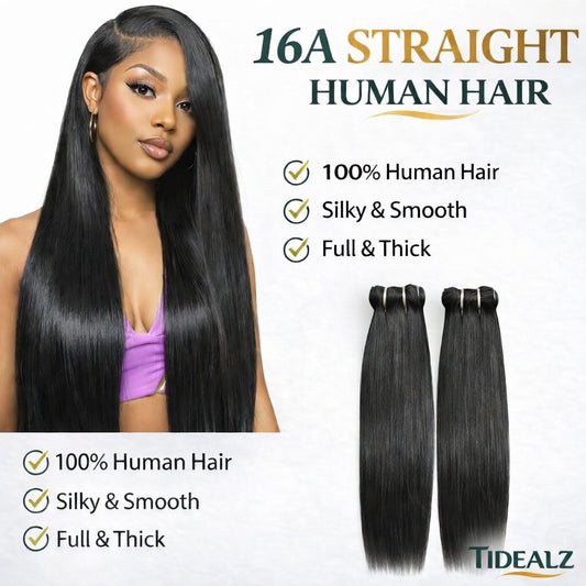 16A Raw Indian Body Wave Human Hair Bundles 20–24 Inch – Unprocessed Human Hair Extensions (Natural Black) | TiDealz TiDealz