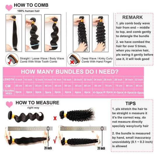 Body wave hair bundle, 100% virgin Brazilian hair, soft, dense, tangle-free, perfect for extensions and natural hairstyles. 16 Inches - TiDealz