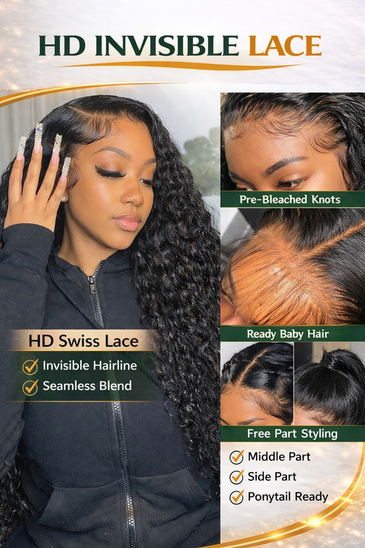 Deep Wave Lace Front Wig Human Hair 20 Inch – 13x4 HD Transparent Lace Wig 200% Density (Natural Black) | TiDealz TiDealz
