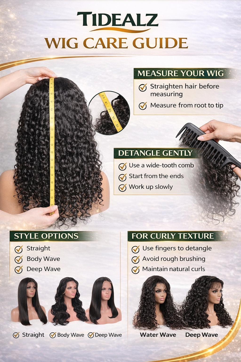 Deep Wave Lace Front Wig Human Hair 20 Inch – 13x4 HD Transparent Lace Wig 200% Density (Natural Black) | TiDealz TiDealz