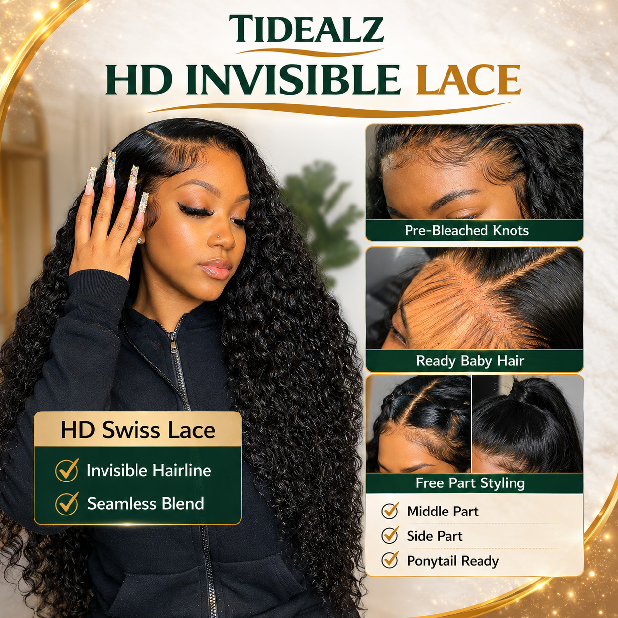 20 Inch Deep Wave Human Hair Wig 13x4 HD Lace Front Glueless | TiDealz