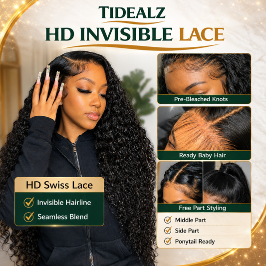 20 Inch Deep Wave Human Hair Wig 13x4 HD Lace Front Glueless | TiDealz