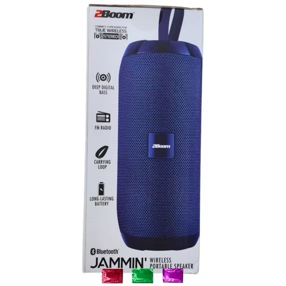 2Boom Jammin' Wireless Portable Speaker – Deep Bass, Long Battery, Travel-Friendly - TiDealz