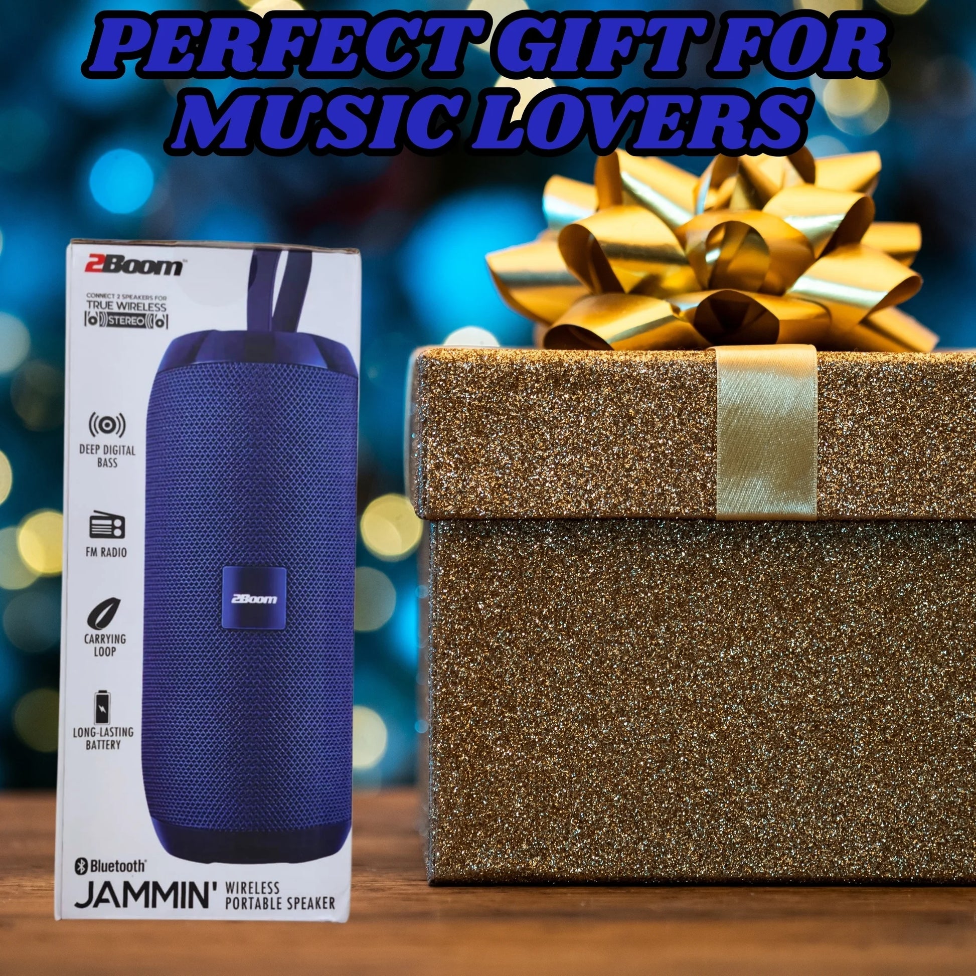 2Boom Jammin' Wireless Portable Speaker – Deep Bass, Long Battery, Travel-Friendly - TiDealz