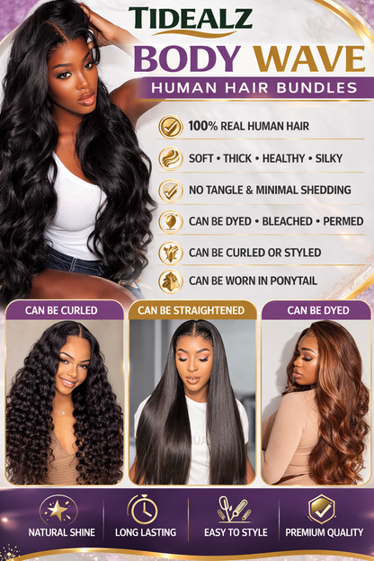 30 Inch Body Wave Lace Front Wig Human Hair – 13x6 HD Lace Frontal Wig 200% Density (Natural Color) | TiDealz TiDealz