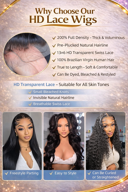 30 Inch Body Wave Lace Front Wig Human Hair – 13x6 HD Lace Frontal Wig 200% Density (Natural Color) | TiDealz TiDealz