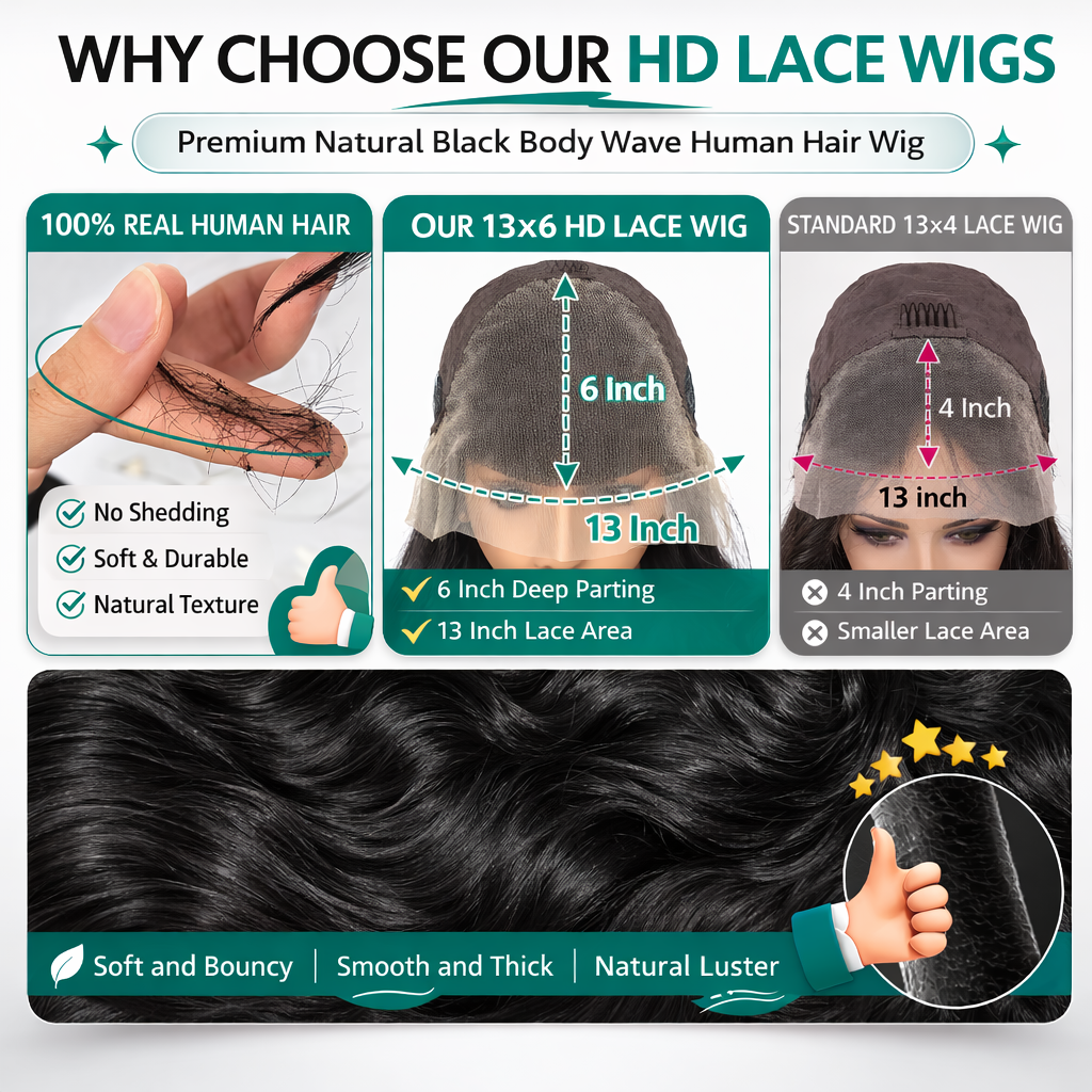 30 Inch Body Wave Lace Front Wig Human Hair – 13x6 HD Lace Frontal Wig 200% Density (Natural Color) | TiDealz TiDealz