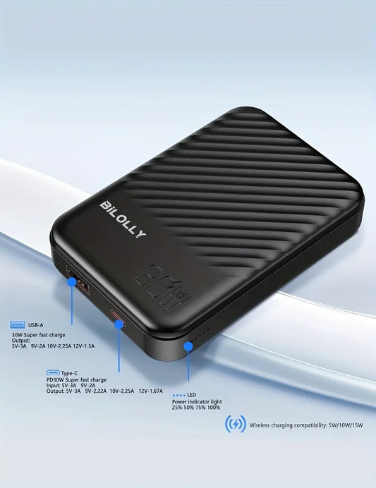 BILOLLY 30W Magnetic Power Bank 15000mAh – Fast Wireless Portable Charger