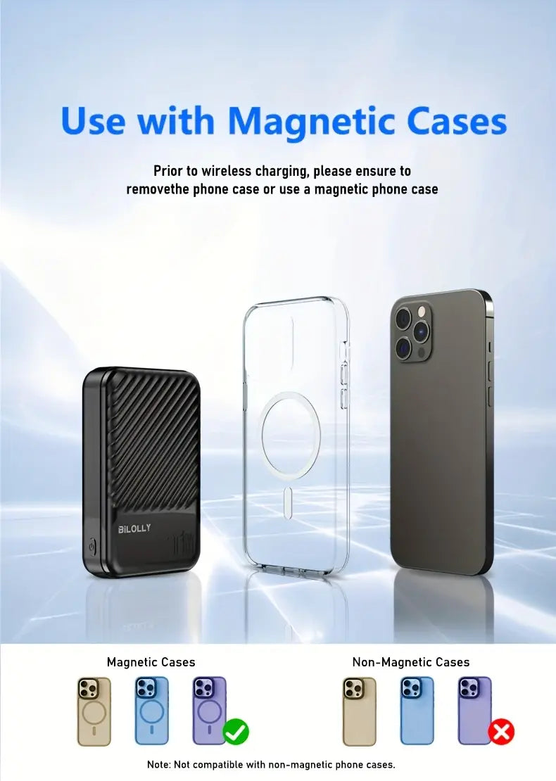 BILOLLY 30W Magnetic Power Bank 15000mAh – Fast Wireless Portable Charger