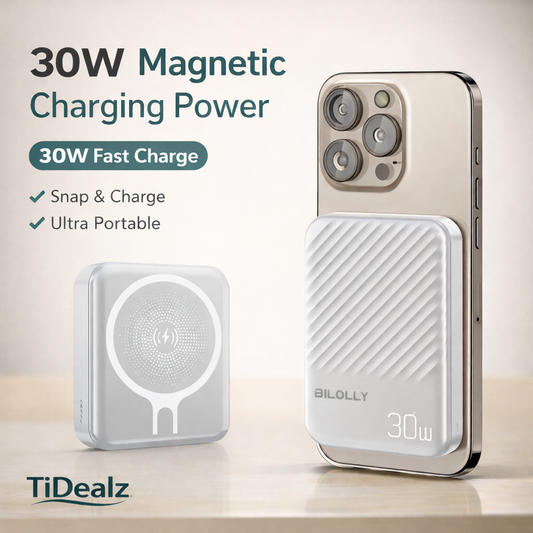 15000mAh Magnetic Power Bank 30W – Fast Charging Wireless Portable Charger USB-C (BILOLLY) | TiDealz TiDealz