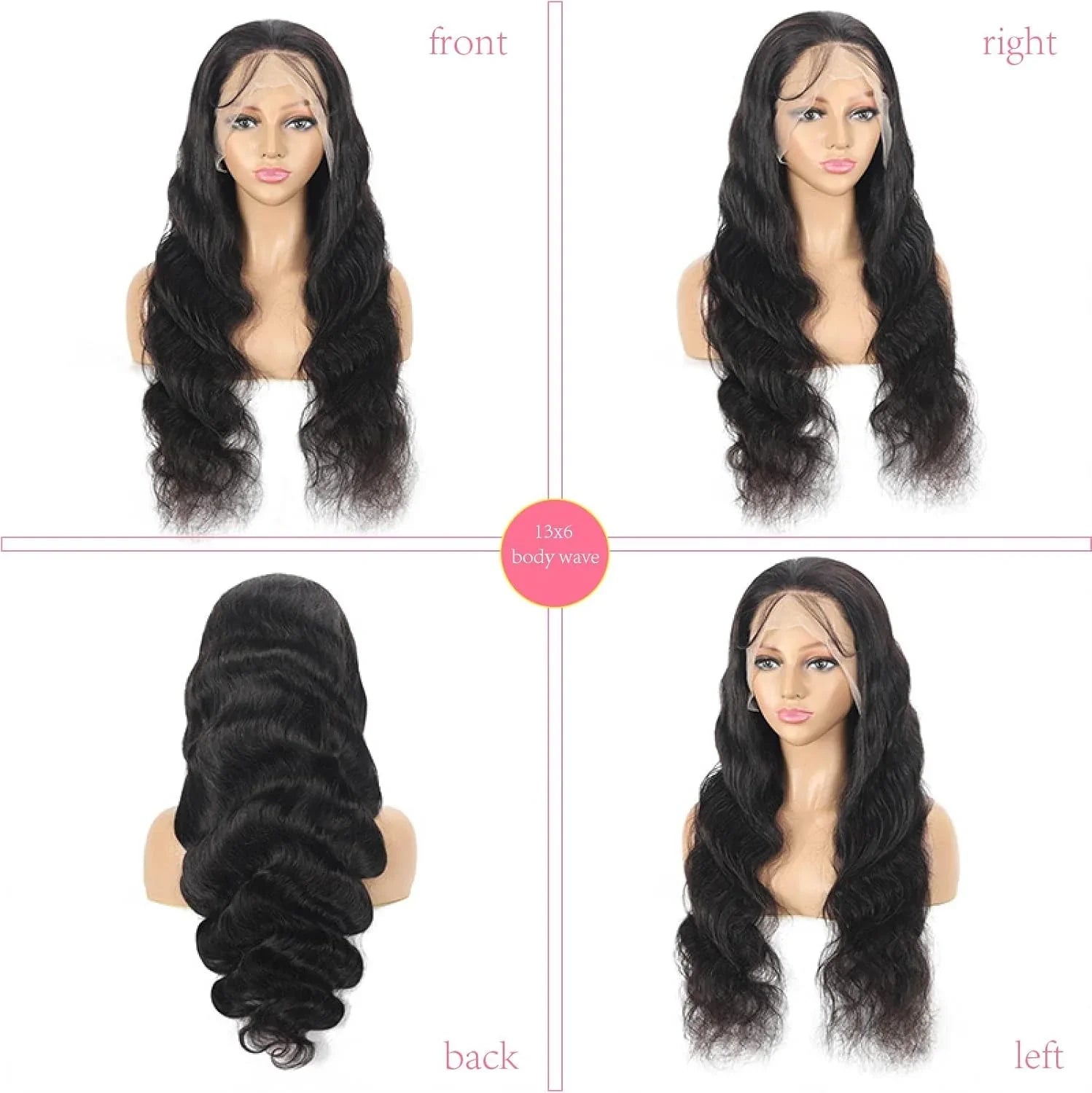 Body wave wig, 13x6 cap, 200% density, Brazilian virgin hair, glueless, pre-plucked, easy to wear, natural look. 30 Inches - TiDealz