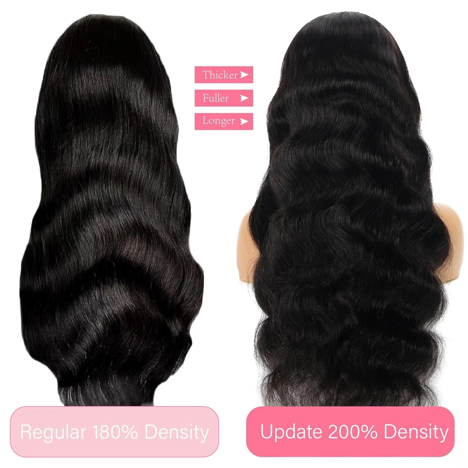 Body wave wig, 13x6 cap, 200% density, Brazilian virgin hair, glueless, pre-plucked, easy to wear, natural look. 30 Inches - TiDealz