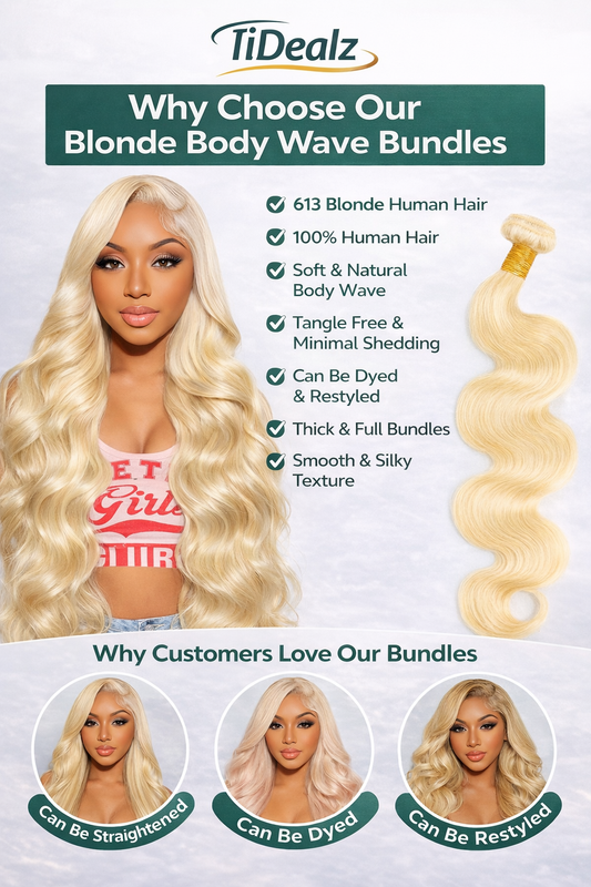 613 Blonde Body Wave Human Hair Bundles – 18 - 22Inches Brazilian Virgin Human Hair Extensions (Natural 613 Color 2 Bundles) | TiDealz TiDealz