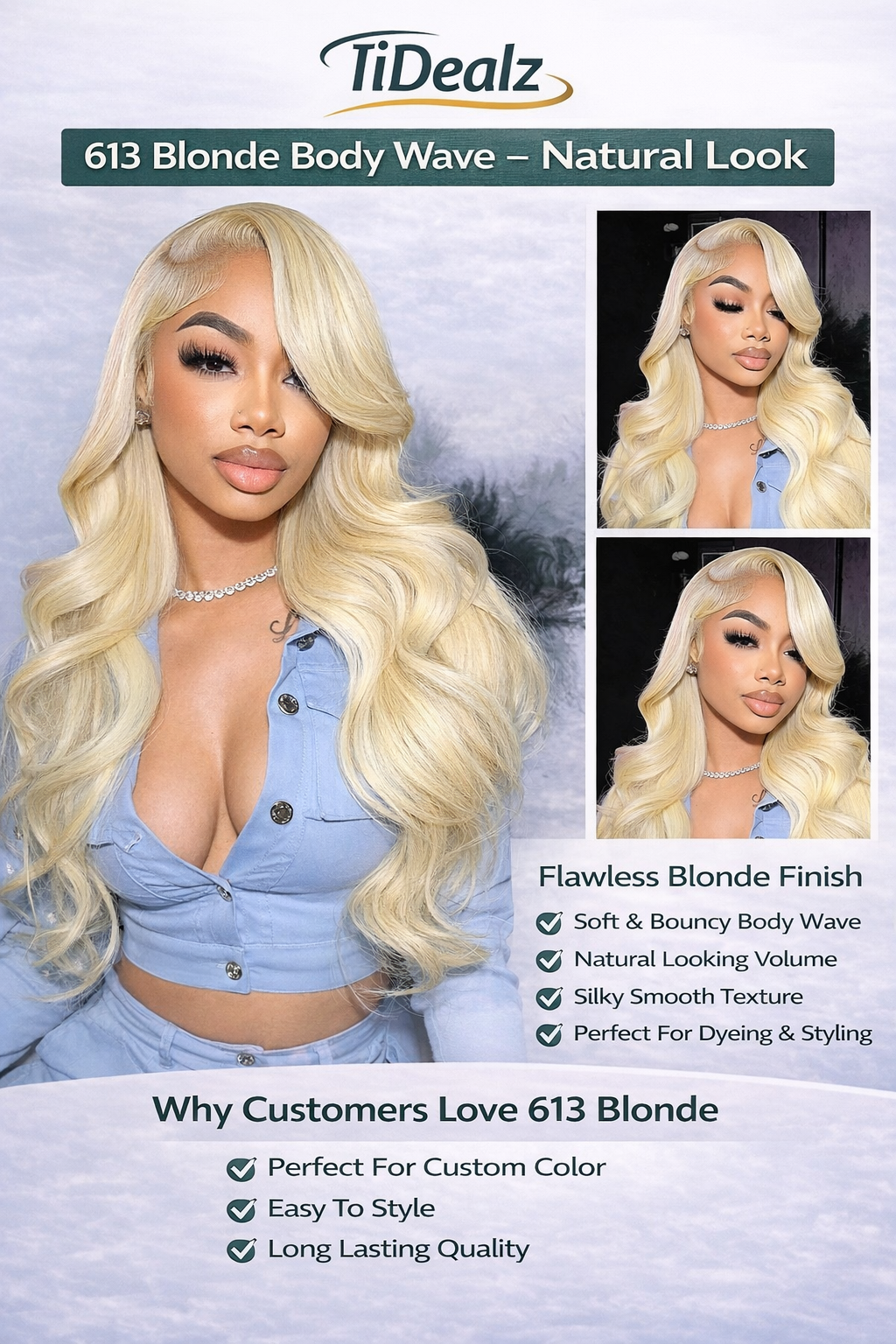 613 Blonde Body Wave Human Hair Bundles – 18 - 22Inches Brazilian Virgin Human Hair Extensions (Natural 613 Color 2 Bundles) | TiDealz TiDealz