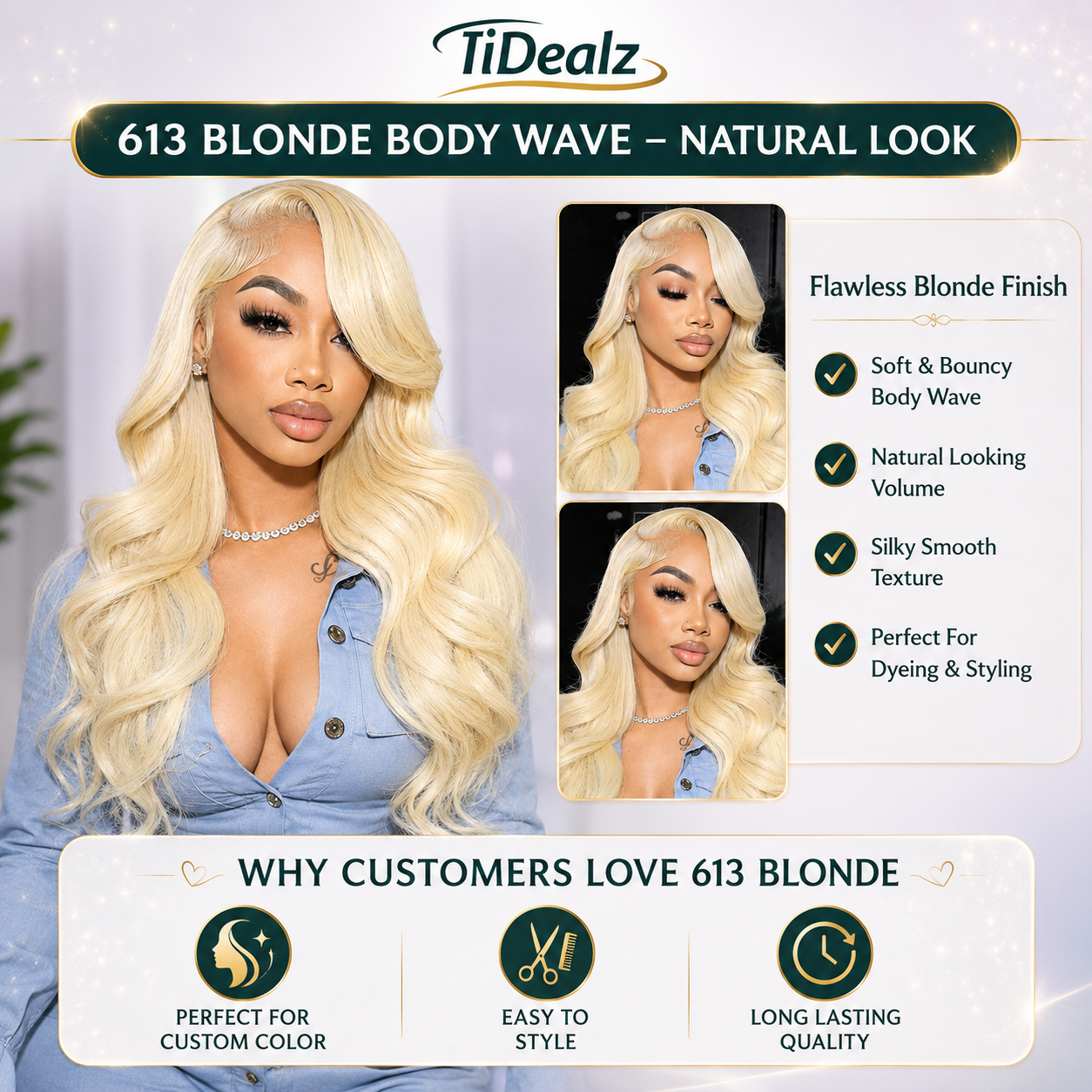 613 Blonde Body Wave Human Hair Bundles 18-22 Inch Virgin Hair | TiDealz