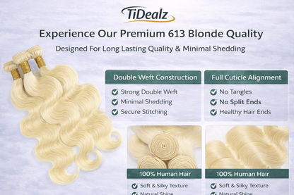 613 Blonde Body Wave Human Hair Bundles – 18 - 22Inches Brazilian Virgin Human Hair Extensions (Natural 613 Color 2 Bundles) | TiDealz TiDealz
