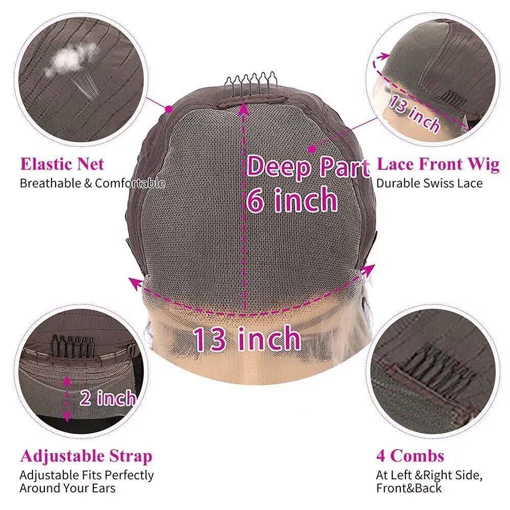 99J Burgundy Curly Bob, 13x6 Lace Front, 150% Density, Virgin Human Hair, Glueless, Adjustable Cap, Easy to Wear. 8 Inch - TiDealz