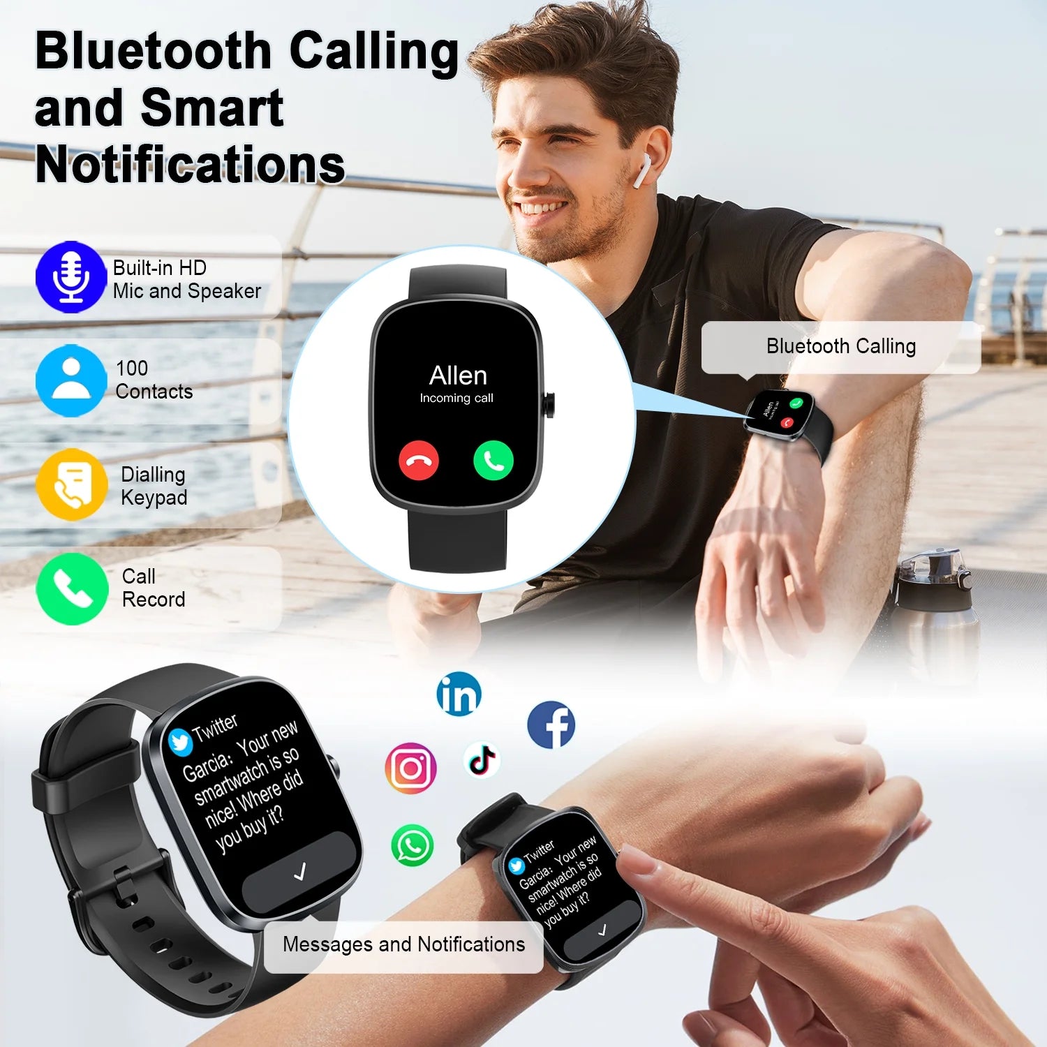 AI Smart Watch for Women & Men – 1.91 HD Touch Screen, Dual-Mode Bluetooth Call - TiDealz