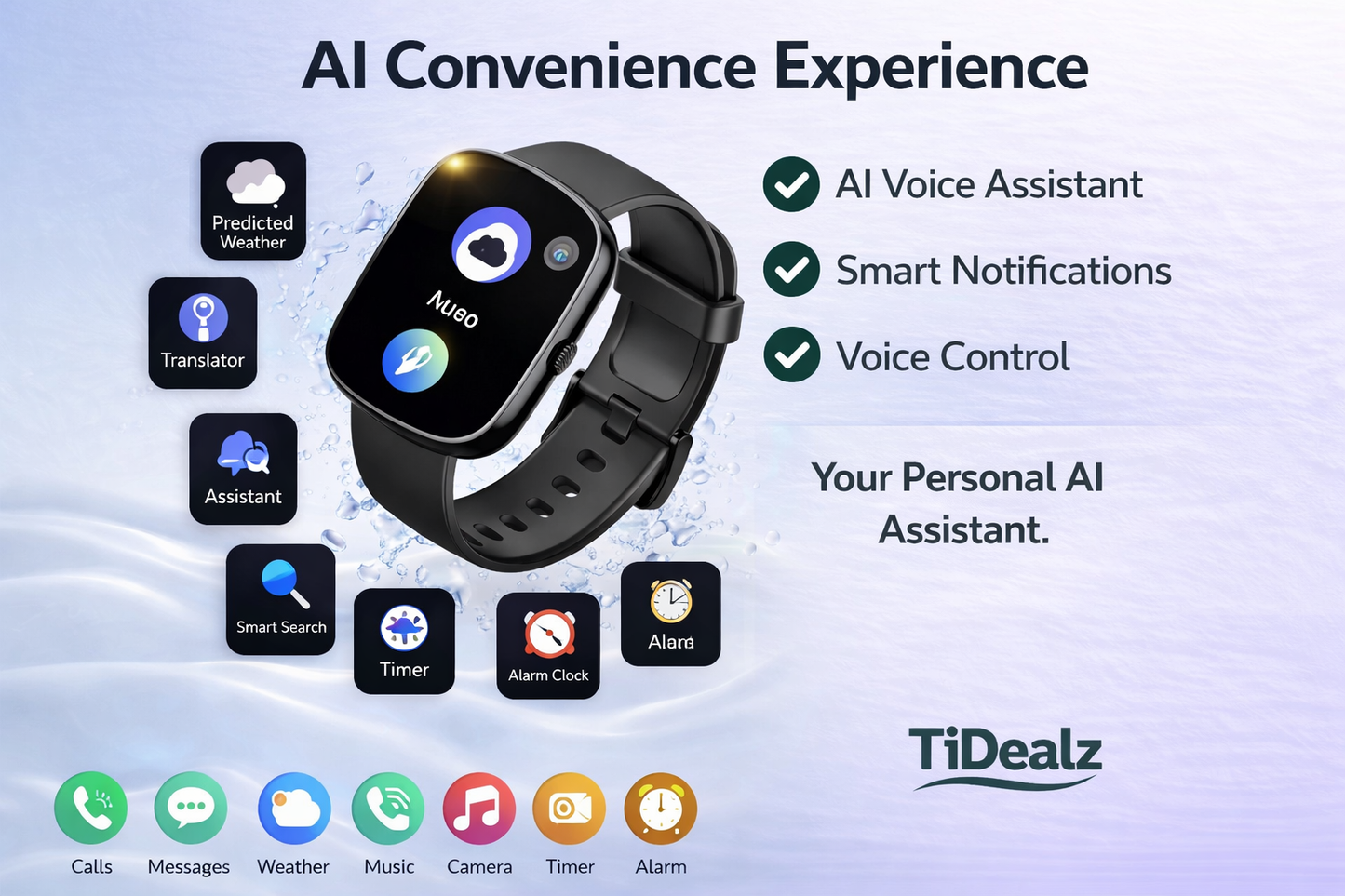 Smartwatch Bluetooth Call 1.91'' HD Fitness Tracker 100+ Sports Modes IP68 Android iPhone Black | TiDealz Btootos