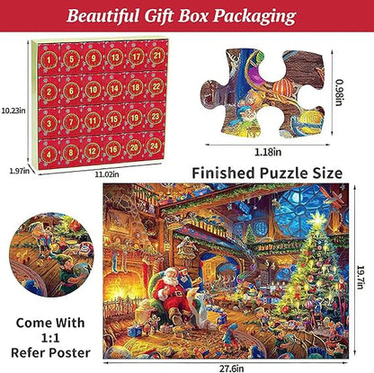 Advent Calendar 2024 Christmas Puzzle – 1008 Pieces Countdown to Christmas for Adults & Kids - TiDealz