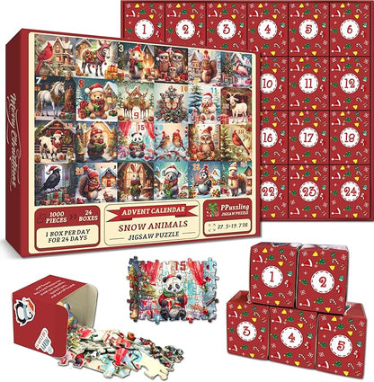 Advent Calendar 2024 Christmas Puzzle – 1008 Pieces Countdown to Christmas for Adults & Kids - TiDealz