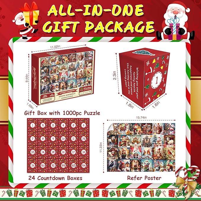 Advent Calendar 2024 Christmas Puzzle – 1008 Pieces Countdown to Christmas for Adults & Kids - TiDealz