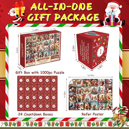 Advent Calendar 2024 Christmas Puzzle – 1008 Pieces Countdown to Christmas for Adults & Kids - TiDealz