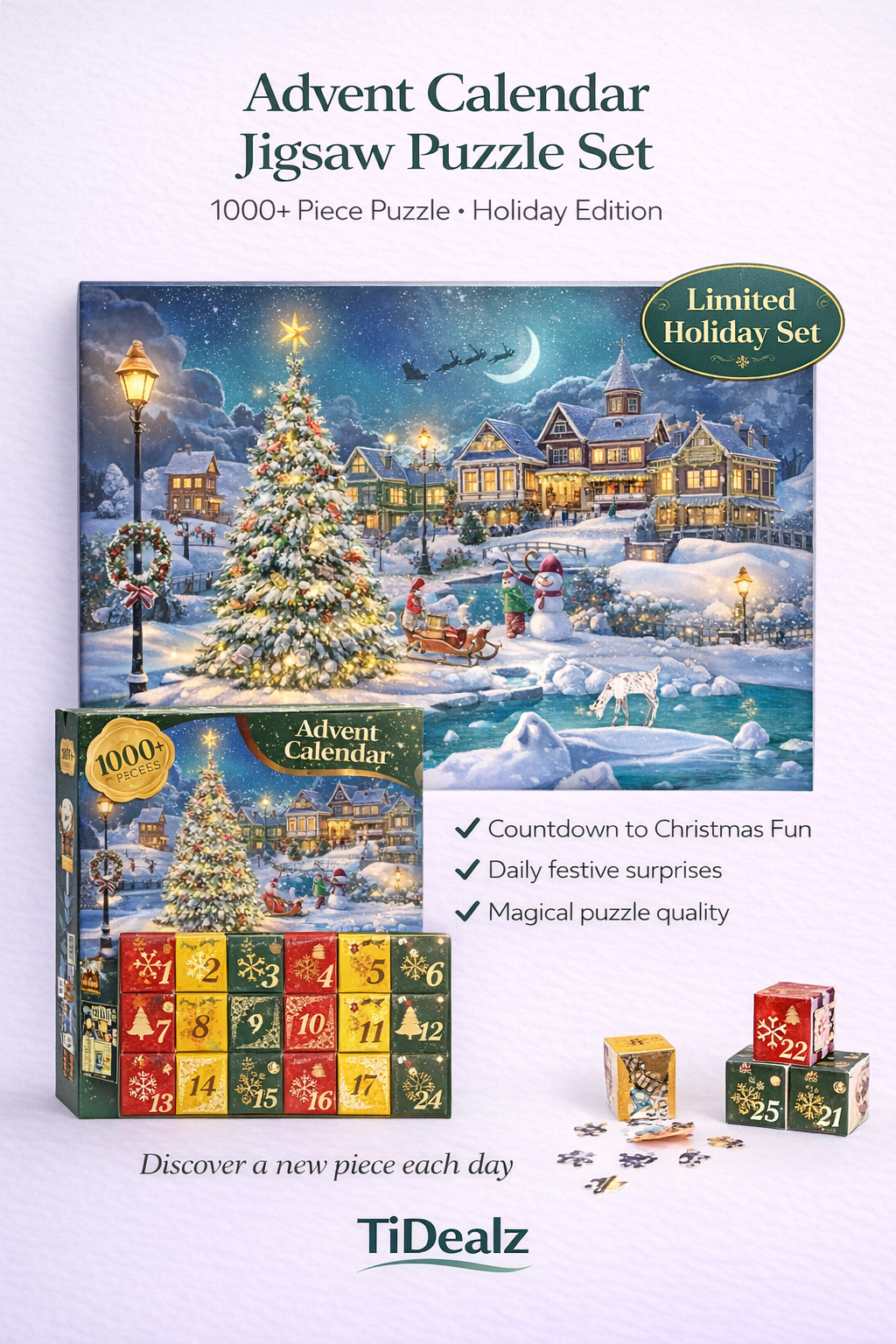 Christmas Advent Calendar Puzzle 2024 – 1008 Piece Holiday Jigsaw Puzzle for Kids & Adults | TiDealz TiDealz