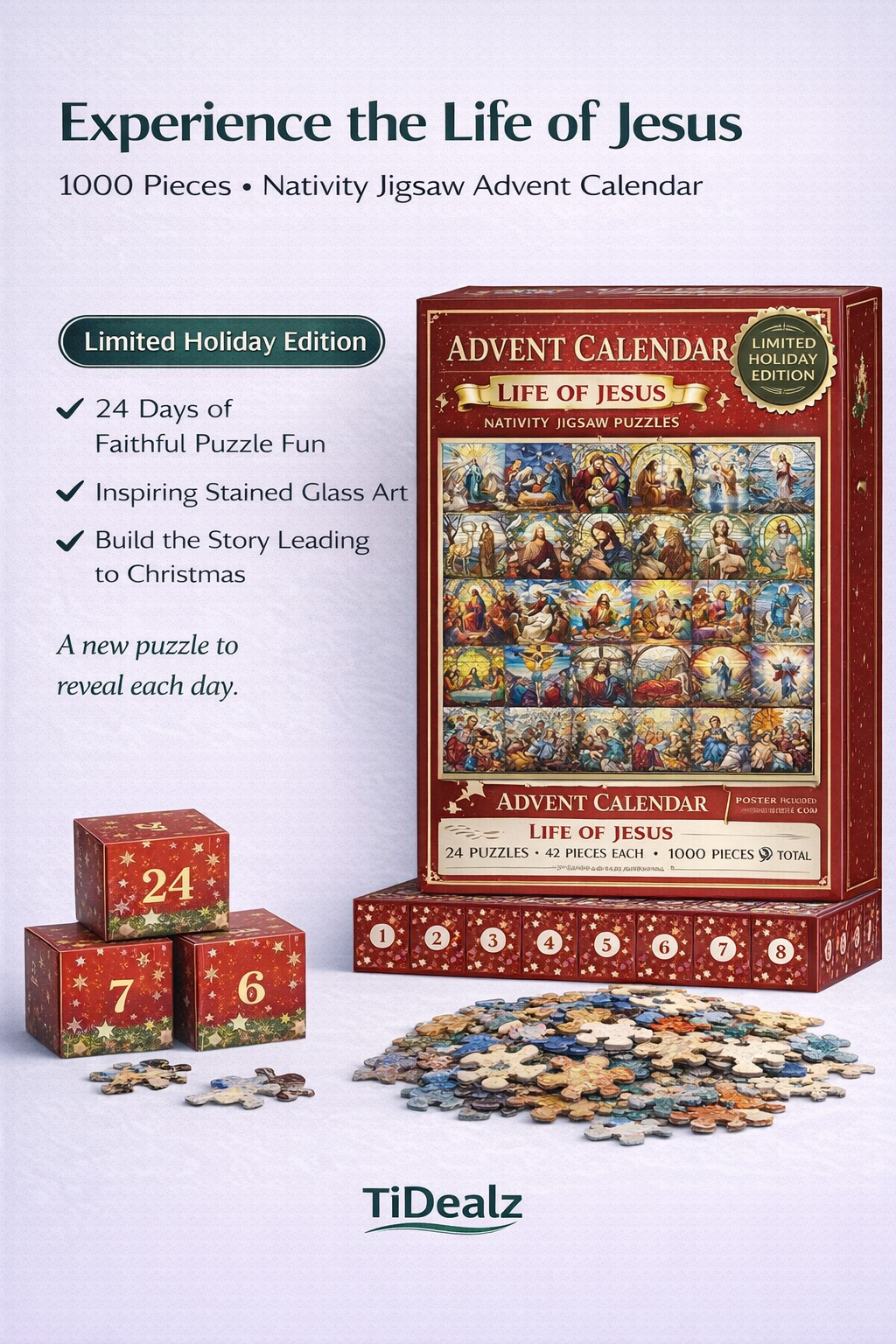 Christmas Advent Calendar Puzzle 2024 – 1008 Piece Holiday Jigsaw Puzzle for Kids & Adults | TiDealz TiDealz