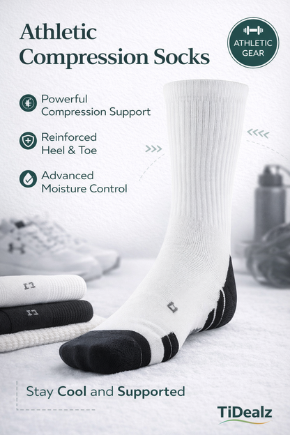 Under Armour Youth Team Crew Sports Socks 1 Pairs – Cushioned Performance Socks for Training (White/Black) | TiDealz - TiDealz